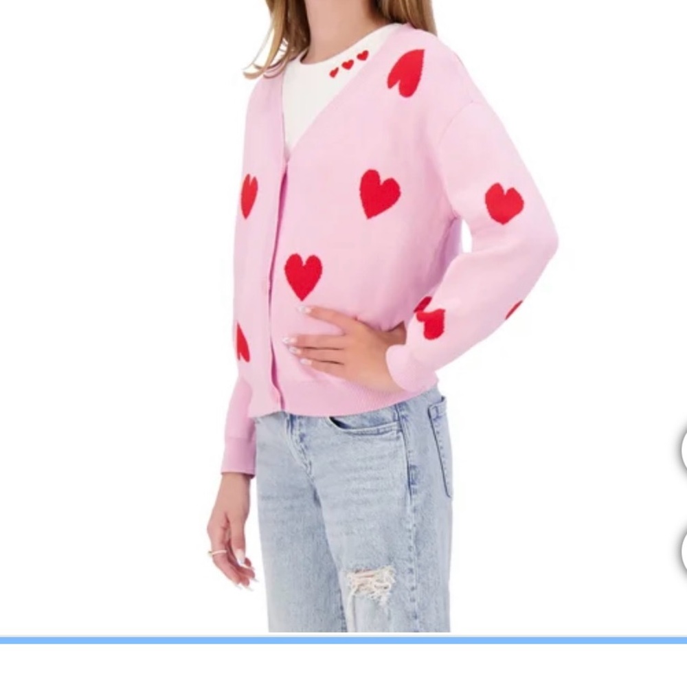 DKNY Pink Cardigan with Red Hearts set 2 -piece